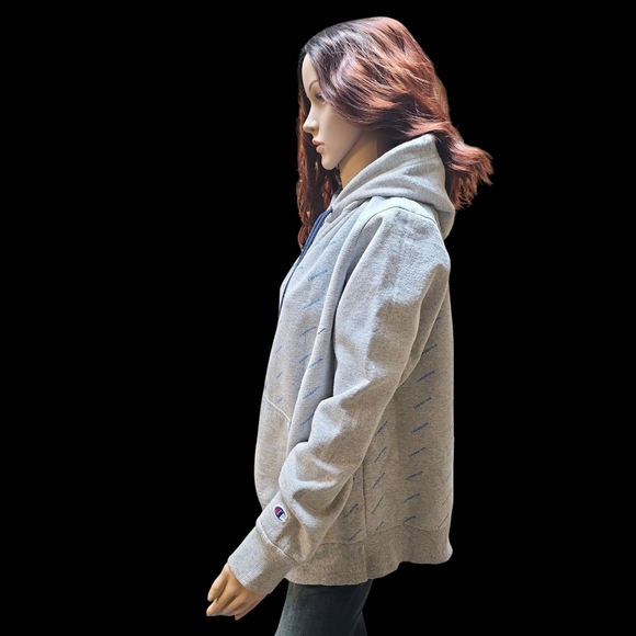 Champion Gray Hoodie with Blue Champion Logos - Picture 3 of 5